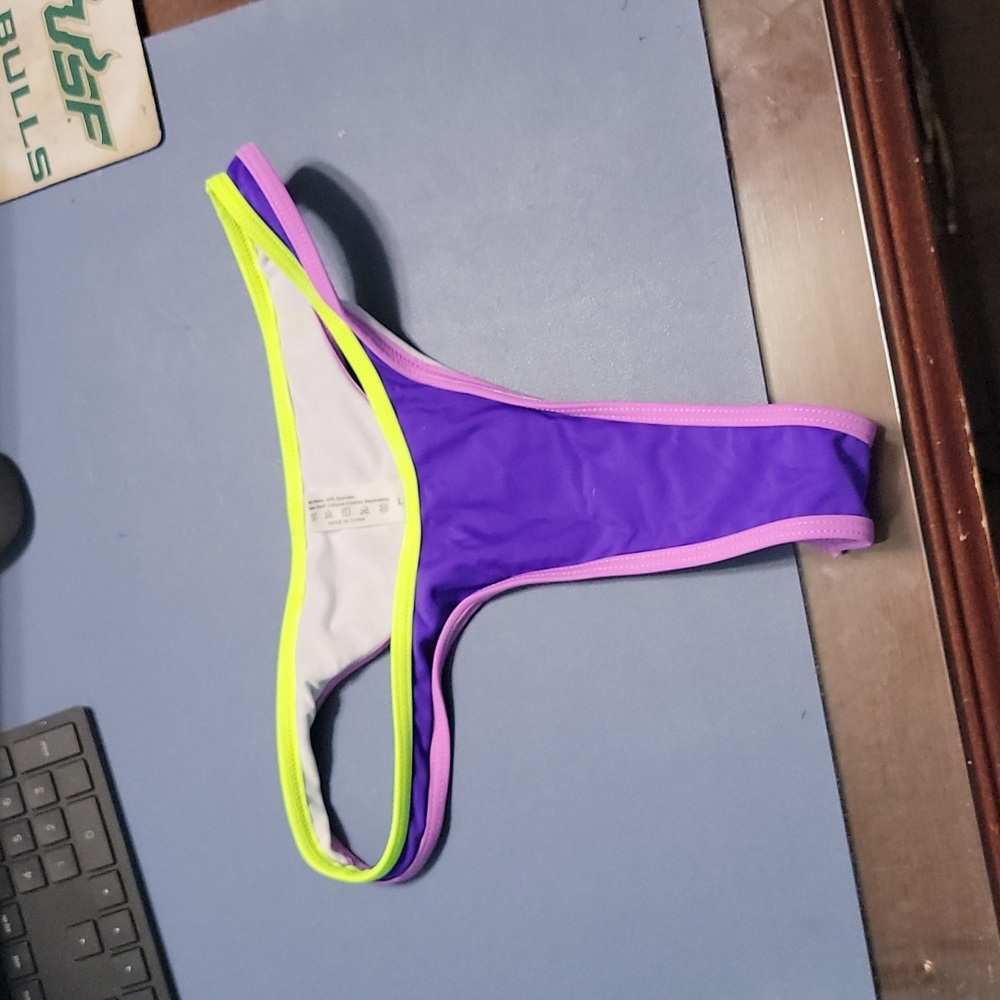 Shein purple and neon yellow bikini bottom